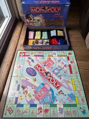 Monopoly Littlest Pet Shop Edition 2007 Hasbro With 6 Pets - Incomplete Game